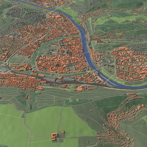 德国维尔茨堡的城市和城市的3D插图图片下载