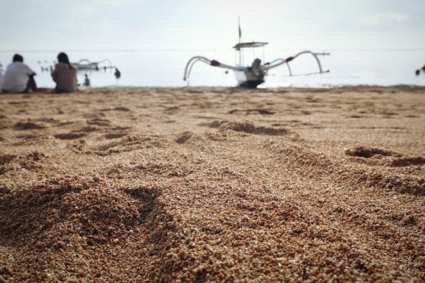 巴厘岛沙努尔海滩上光滑的棕色沙滩图片下载