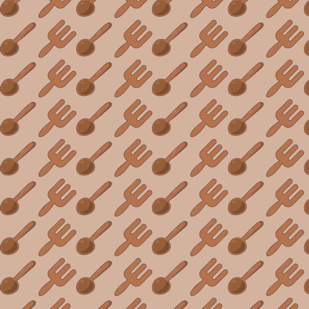 勺子和叉子的图案在一个柔和的背景图片下载