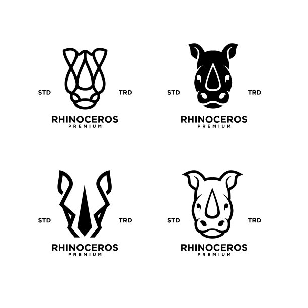 简约的犀牛头设计，独特的概念图片下载