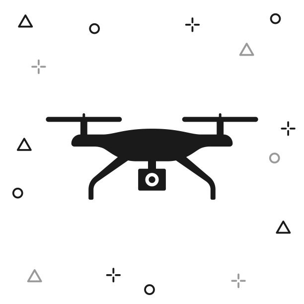带摄像头的无人机。白色背景图标图片下载