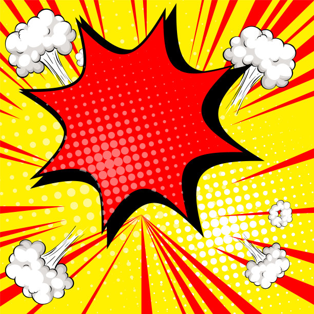充满活力的漫画风格的爆炸与云图片下载