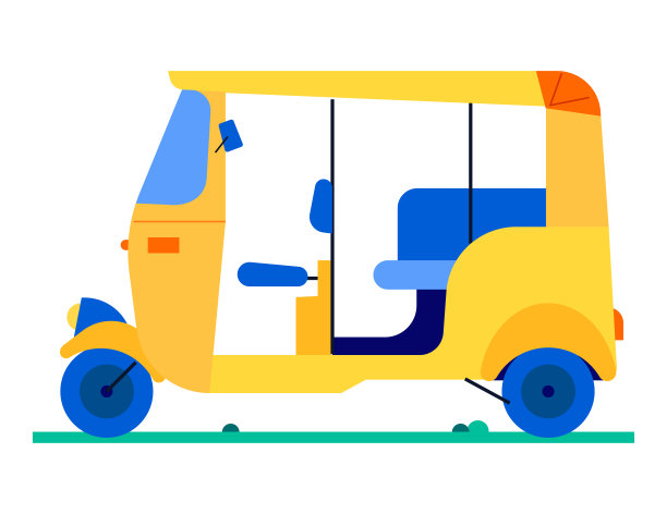 泰式交通——现代扁平化设计风格单一孤立形象图片下载