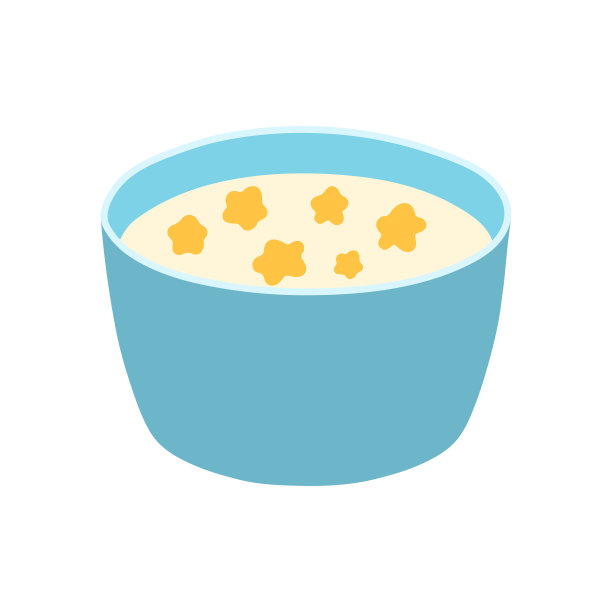 蜂蜜明星麦片在一个碗可爱的卡通早餐矢量插图图片下载