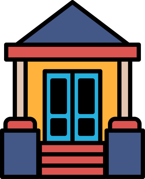 一幅带有门廊的房子的黑白画图片下载