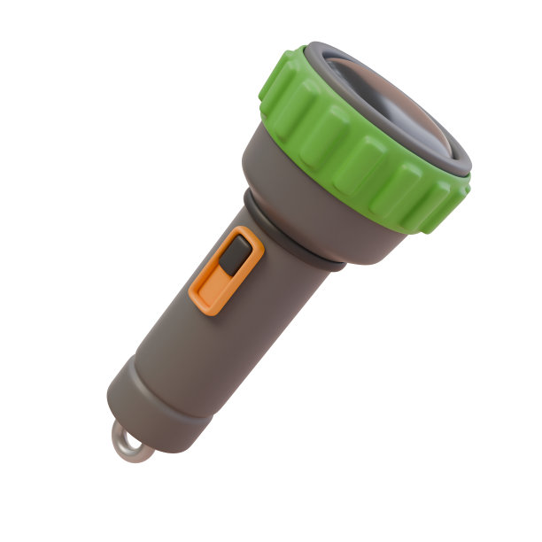 手电筒的3d渲染插图。露营必需品，电池供电的灯笼。孤立的对象图片下载