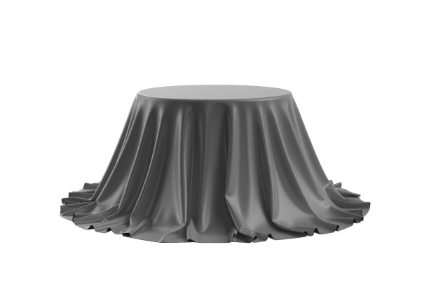 用缎面织物覆盖的圆形盒子。三维演示图片下载