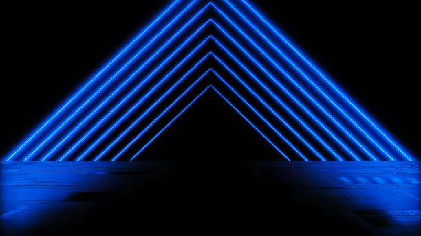 火焰循环动画。湿沥青，夜景。炽热的倒影映在混凝土地板上。夜空的舞台，工作室。黑暗抽象背景。3 d渲染。图片下载