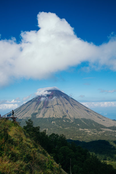 巴加瓦的伊里里火山的自然景观，这座火山的形状像金字塔和圆锥体，拥有美丽迷人的自然景观图片下载