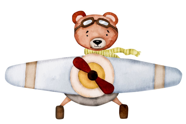 可爱的水彩泰迪熊画明信片图片下载