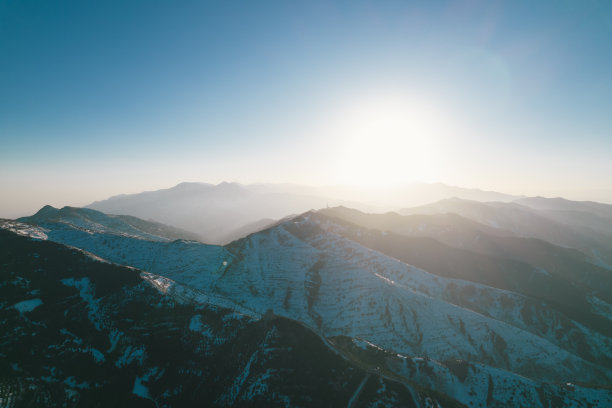 Aerial view of  Yanmen Pass(雁门关) in Shanxi Province, China图片下载