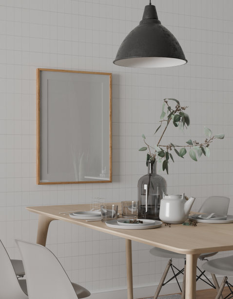 框架内部，模型框架，海报木在空一帧图片内部餐厅插图3d渲染。图片下载