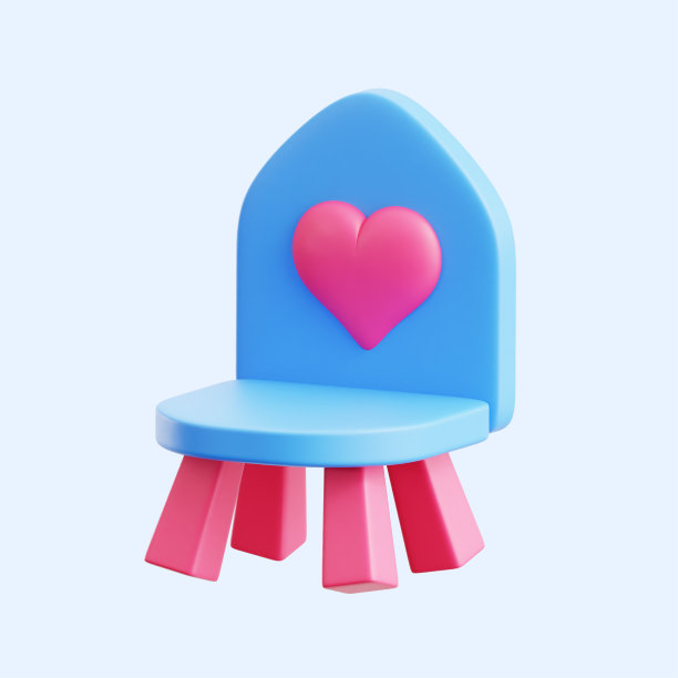 可爱宝宝儿童小椅配爱心装饰3d图标插画渲染设计图片下载