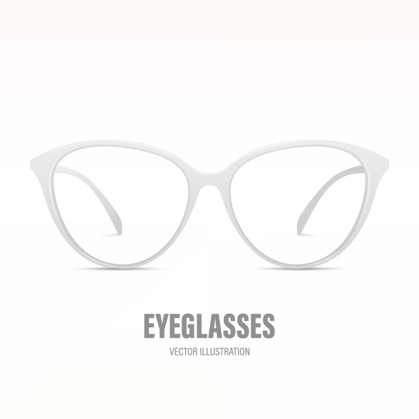 矢量3d现实白色圆框眼镜隔离。采购产品太阳镜，镜头，眼镜在前视图。设计模板的光学和眼镜品牌概念图片下载