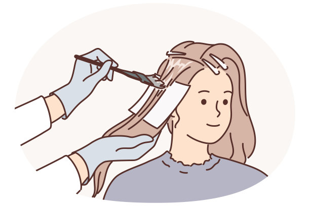 一位女士正在接受专业发型师的染发，为参加派对做一个时髦的发型图片下载