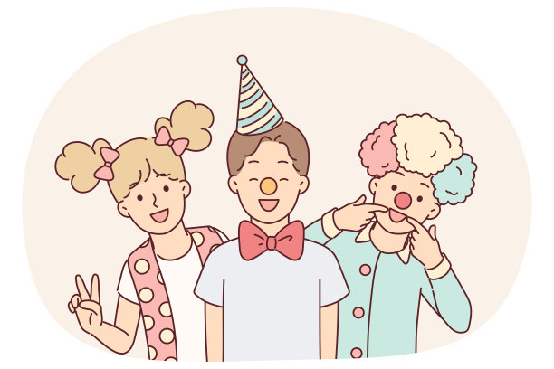 有趣的孩子们在化装舞会上庆祝愚人节或小学毕业图片下载