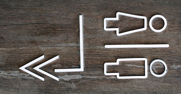 旧木背景的男女厕所标志，设施概念图片下载