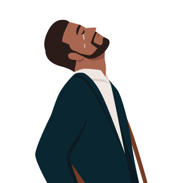 年轻的商人哭着抬头看向旁边。图片下载