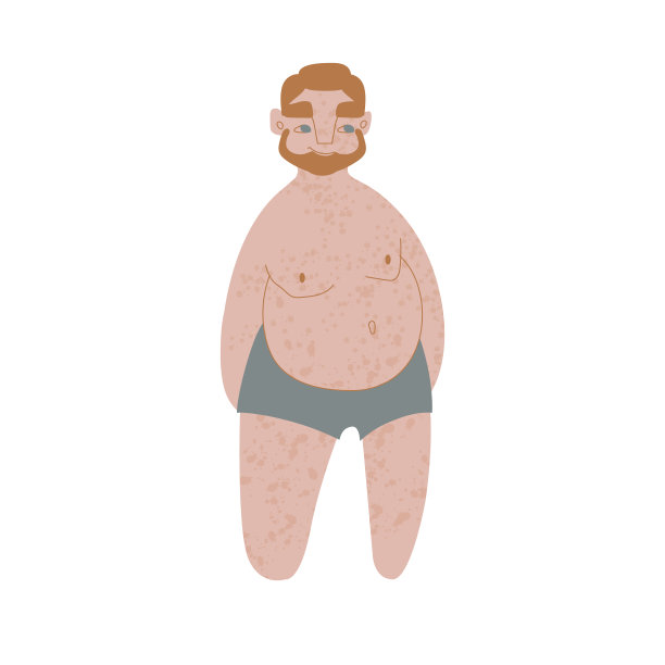 穿着内衣的爱尔兰人。肤色苍白，有雀斑的人，红头发的卡通风格，为跨国和多样化的设计。矢量插图。图片下载