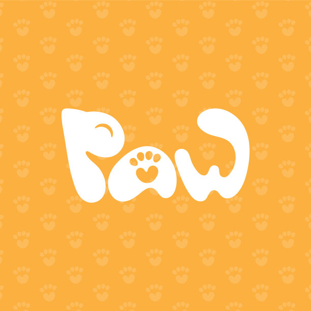 首字母P A W猫标志。猫爪标志。宠物的标志图片下载