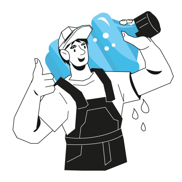 快递员携带瓶装水，平面卡通矢量插图孤立。图片下载