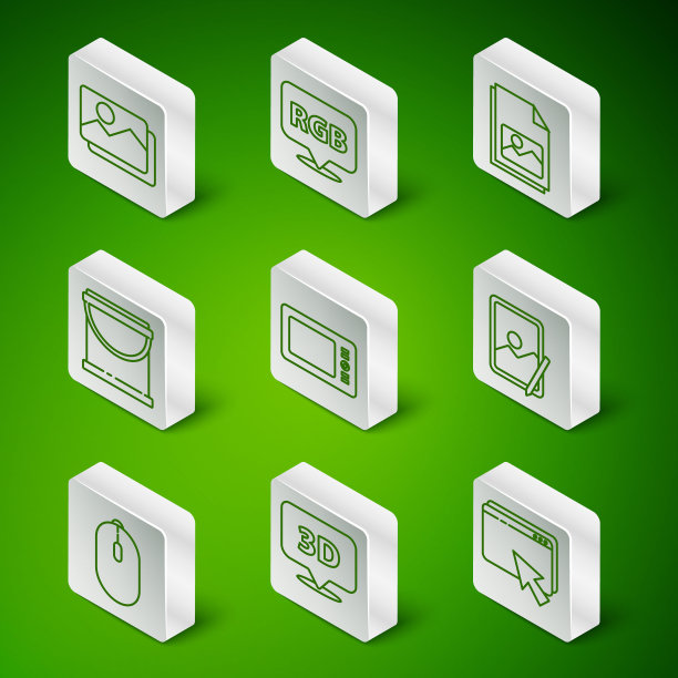 集网页设计与开发，文字3D语音气泡，图片景观，图形平板，油桶，RGB CMYK，电脑鼠标和图标。向量图片下载