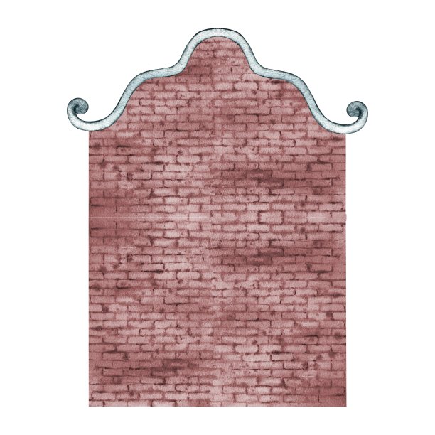 没有窗户和门的砖房的空立面。一座复古风格的欧洲老房子。这幅水彩画是手工绘制的。强调它。儿童游戏的设计元素。图片下载