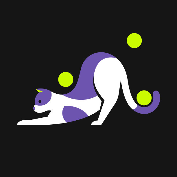 矢量插图有趣的猫玩绿色的球图片下载