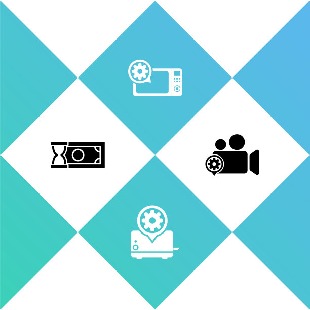 设置快速付款，烤面包机设置，微波炉和摄像机图标。向量图片下载