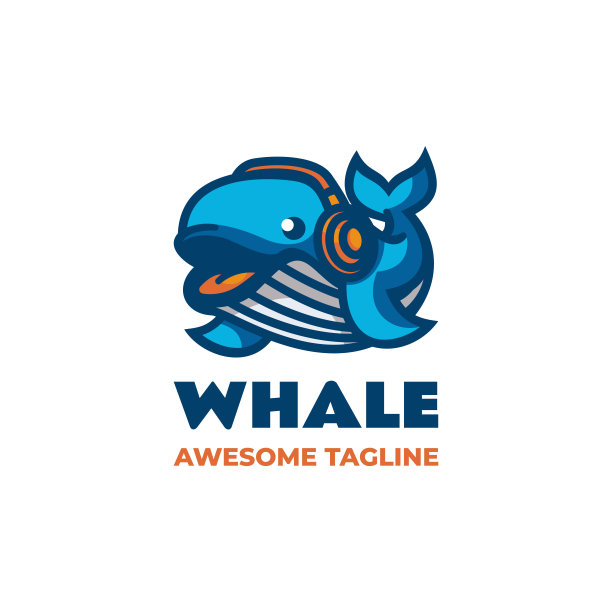 矢量插图鲸鱼吉祥物卡通风格。图片下载