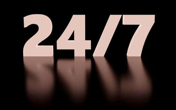 豪华米色玻璃铭文24小时在灰色的讲台上，柔和的光线，光滑的背景，3d渲染图片下载