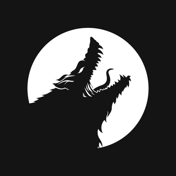 野兽，狼，狼人的头剪出轮廓在圆圈图片下载