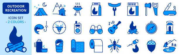 两种颜色的图标是关于户外娱乐的图片下载