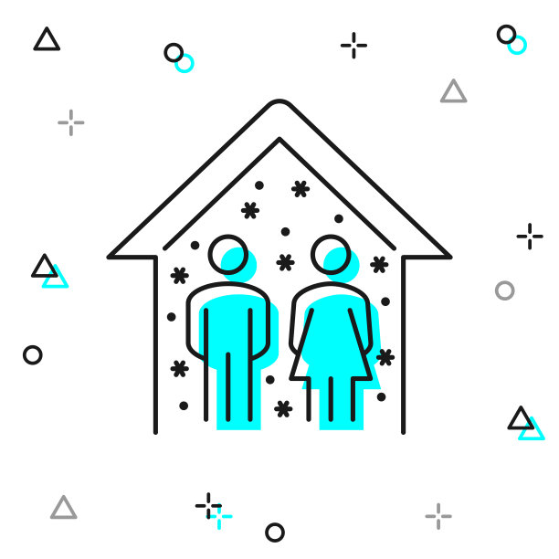 隔离——病人呆在家里。白色背景上的线图标图片下载