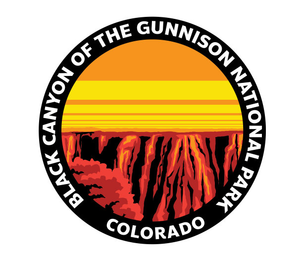 甘尼森国家公园的黑峡谷科罗拉多日落矢量标志图片下载