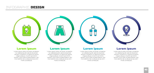 套拳击手套，短，跳绳和。业务信息图表模板。向量图片下载