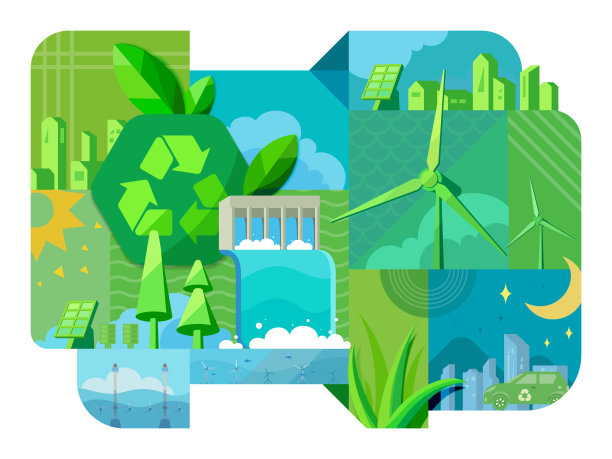 组合A001 ECO矢量插图图形EPS 10图片下载