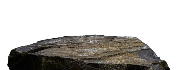 石岩平台隔离在白色背景的产品展示，海岩架粗糙的表面纹理，岩石悬崖与剪辑路径。图片下载