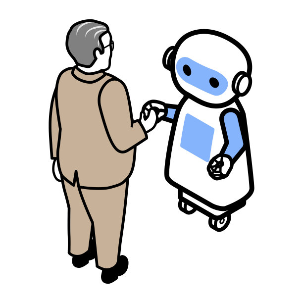 机器人与一位资深人士握手图片下载