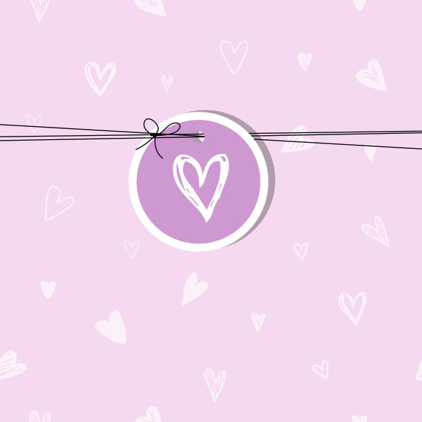 情人卡与复制空间，淡紫色背景白色的心图片下载