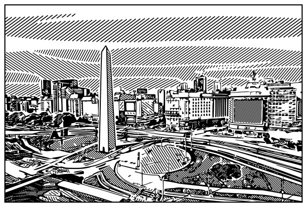 阿根廷布宜诺斯艾利斯尖峰时间中心与obelisco插图图片下载