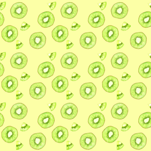 绿猕猴桃图案。手绘水彩插图水果图案。图片下载