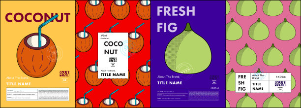 一套线条艺术设计的水果图片下载