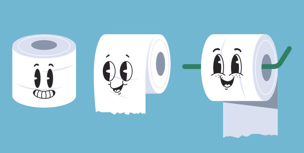 卫生纸可爱的人物孤立的概念。矢量平面图形设计插图图片下载