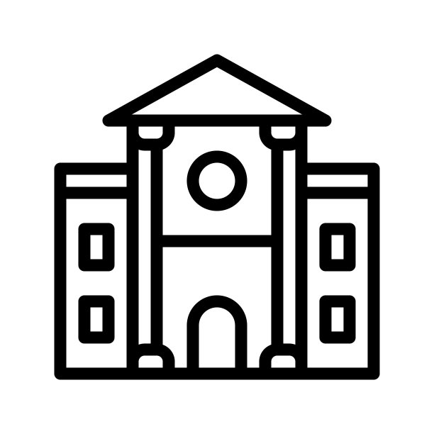 大学图标。学院或院系建筑的轮廓风格图标。矢量插图。图片下载