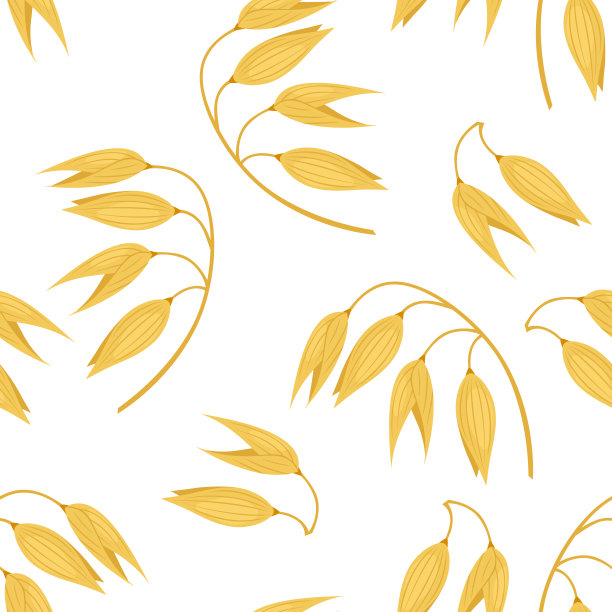 燕麦植物无缝图案。有耳朵的植物背景。矢量卡通平面插图。图片下载