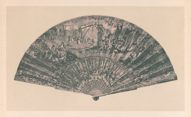法国手扇，18世纪，半色调印刷，1891年出版图片下载