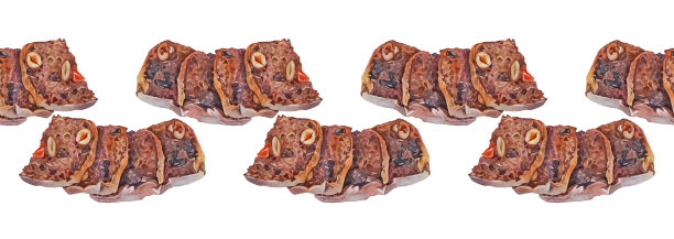 水彩面包，新鲜脆脆的自制黑麦面包，白色背景上有水果和坚果。早餐吃全麦面包。手绘边框与食物烹饪书。包装图片下载