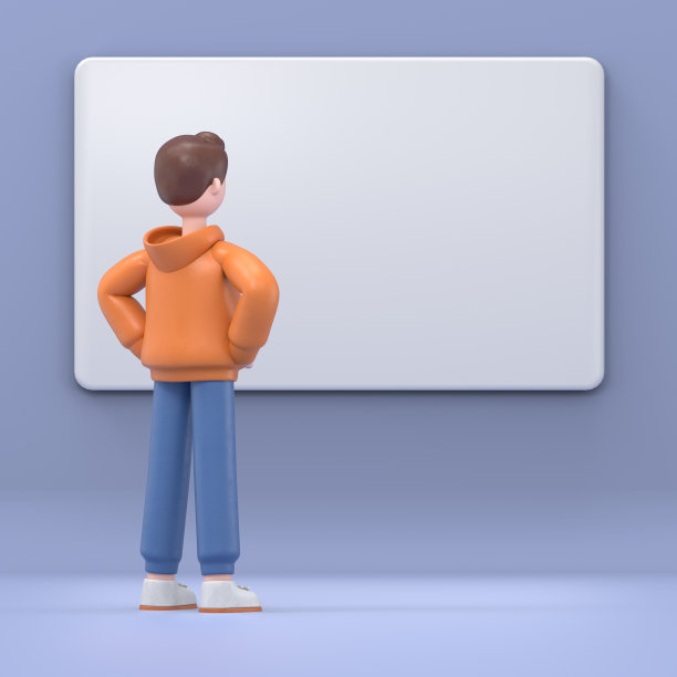 3D插图的男性男子卡迪尔与手的后视图一个强大的站在腰和看空模板模型。白色背景的3D渲染图片下载