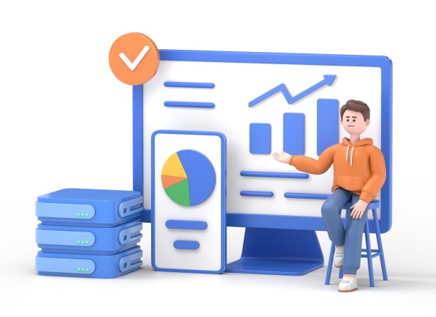 大数据和云计算集。Qadir使用远程服务器分析大量数据并识别错误的3D插图。可操作数据概念图片下载